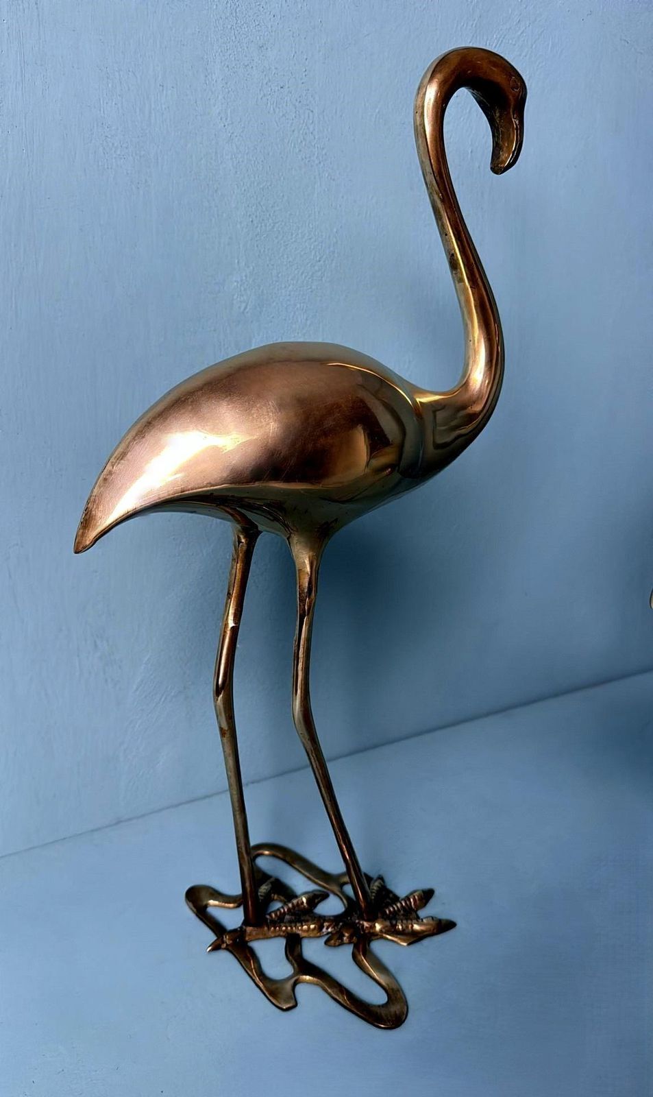 1858.0 Italian   Mid Century Pair Of  Brass Flamingos In Hollow photo