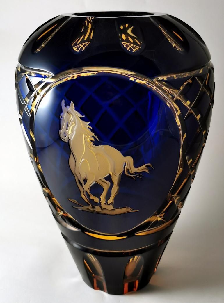 Art Deco Large Italian Bi Color Crystal Vase Cut And Ground By Hand photo furniture