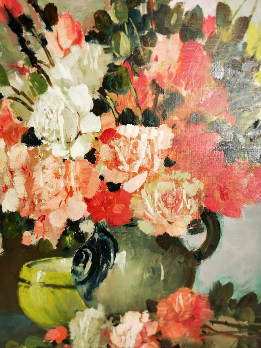 Romantic French Oil On Canvas Painting photo for sale