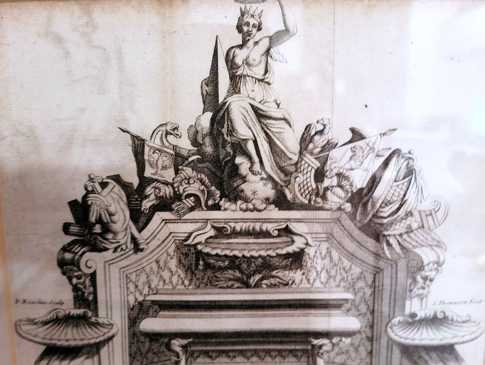 Simon Thomassin French Print " La Gloire De La France" Etched With Wooden Frame photo 270.0