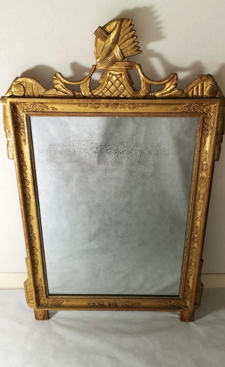 Napoleon I Empire French Gold Leaf Wood Mirror photo furniture