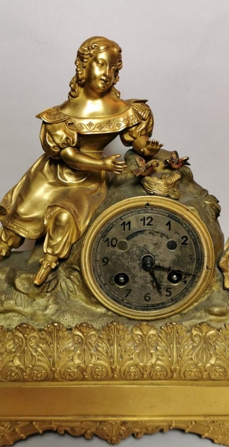 Louis XVI Style French Mantel Clock In Gilded Bronze photo for sale