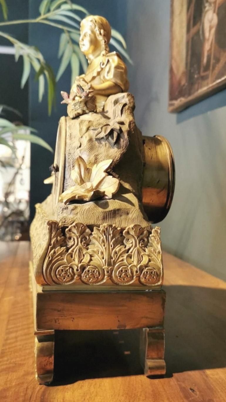 Louis XVI Style French Mantel Clock In Gilded Bronze photo Home Decor