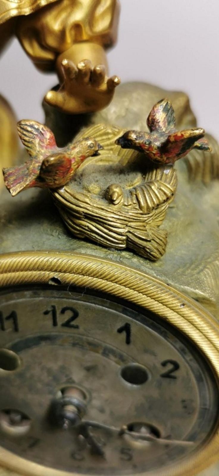 Louis XVI Style French Mantel Clock In Gilded Bronze photo vintage