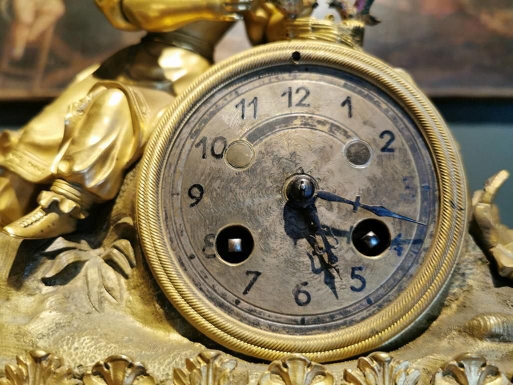 Home Decor Louis XVI Style French Mantel Clock In Gilded Bronze photo