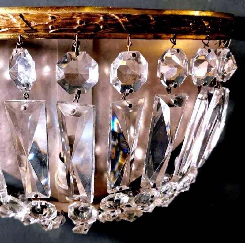 photo furniture Louis XVI Style French Wall Sconce In Gilt Brass And Crystal