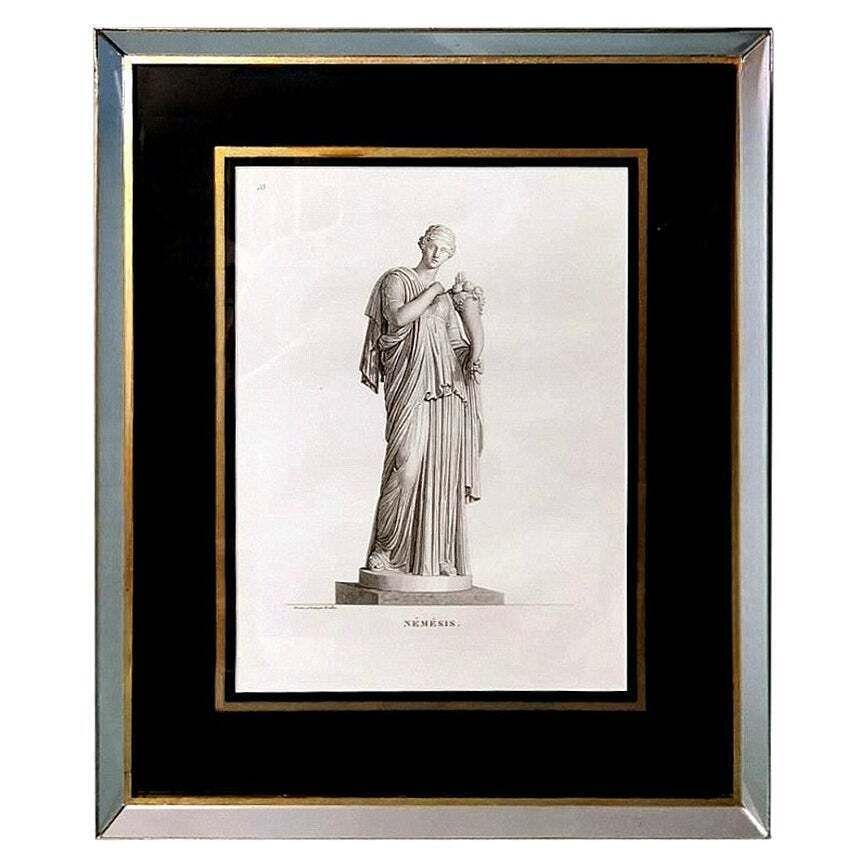 A French Print Depicting "Nemesis "In Italian Frame With Mirrors"