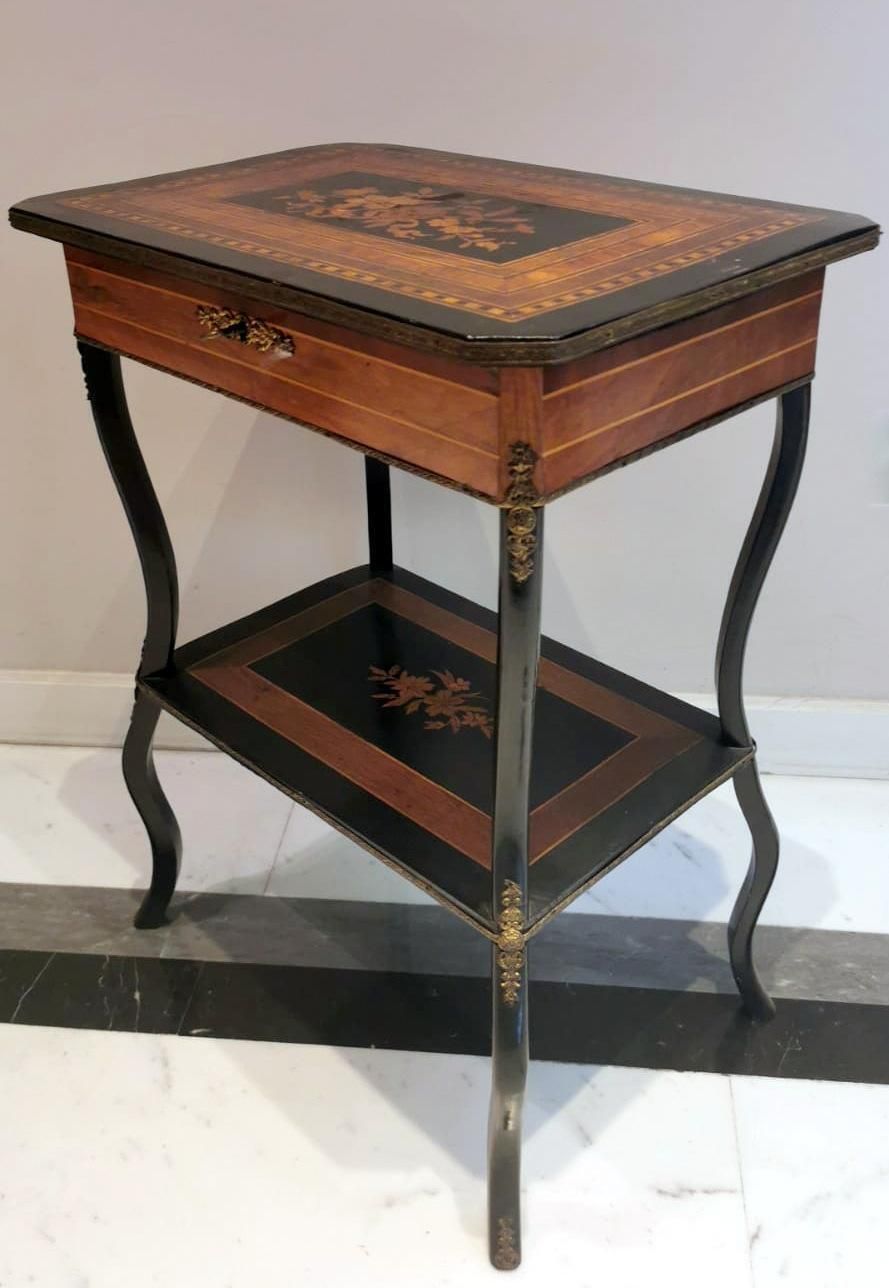 Napoleon III Style French Dressing Table With Mirror And Faux Drawer photo for sale