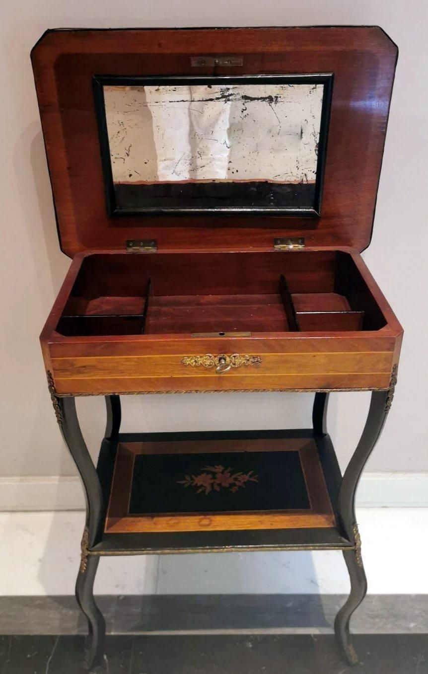 Napoleon III Style French Dressing Table With Mirror And Faux Drawer photo Furniture