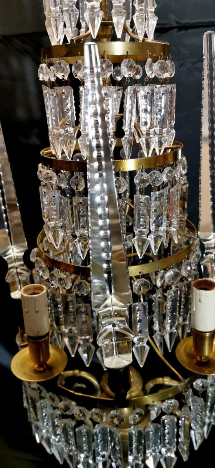 Louis XVI Style French Majestic Pair Of Crystal And Bronze Girandoles photo vintage