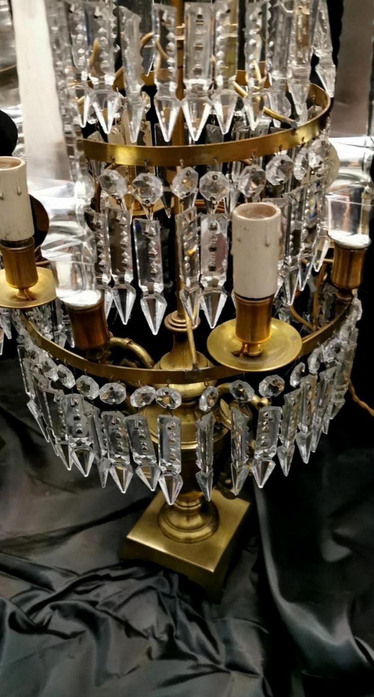 Lighting Louis XVI Style French Majestic Pair Of Crystal And Bronze Girandoles photo