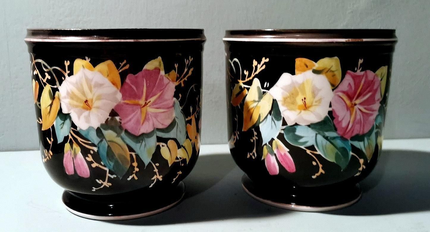 Napoleon III, Pair Of French Cachepots In Hand Painted Porcelain De Paris photo furniture