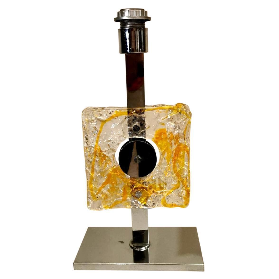 Mazzega Table Lamp In Nickel Plated Metal And Murano Glass (Without Lampshade)