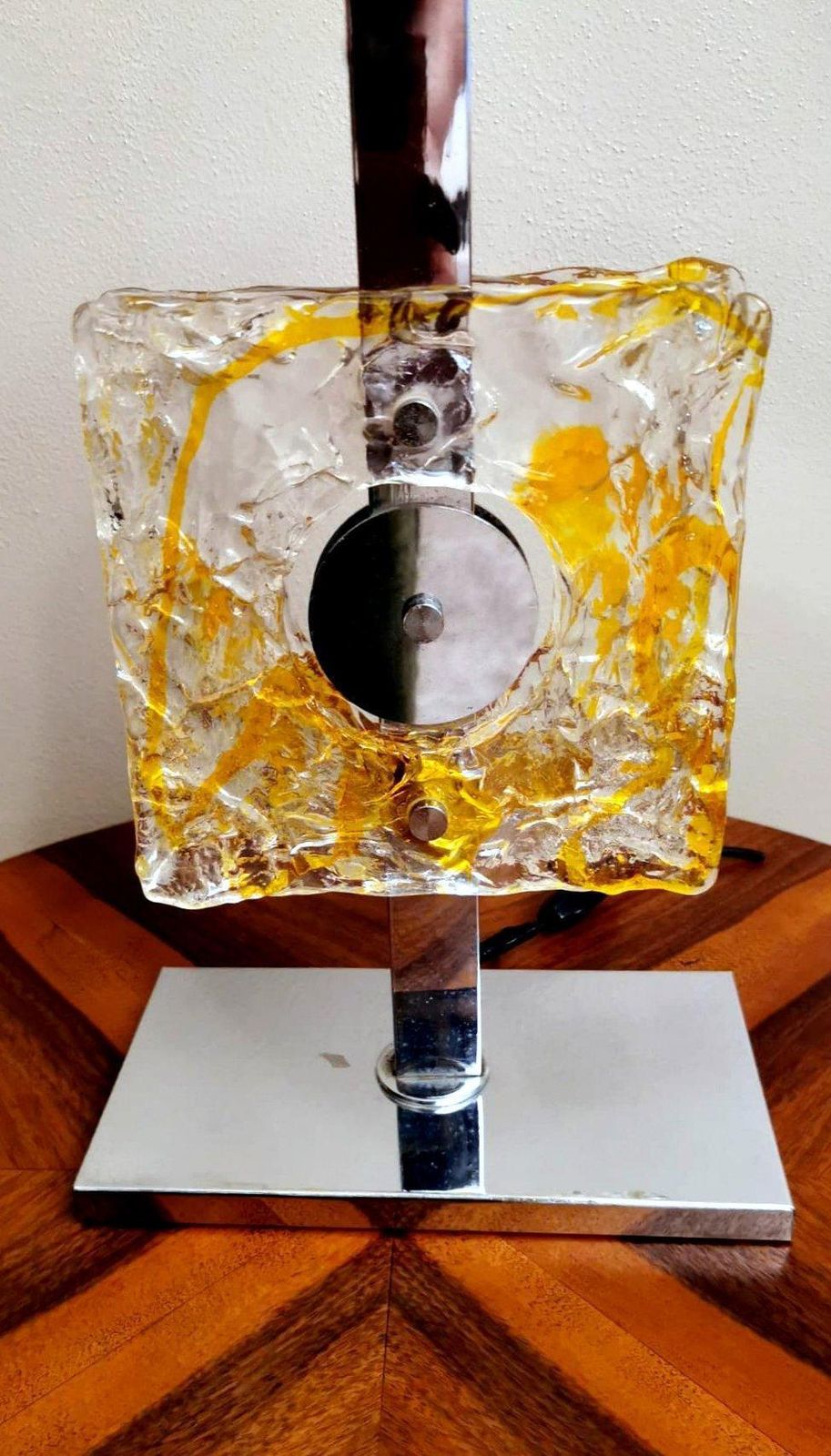 Mazzega Table Lamp In Nickel Plated Metal And Murano Glass (Without Lampshade) photo 439.0