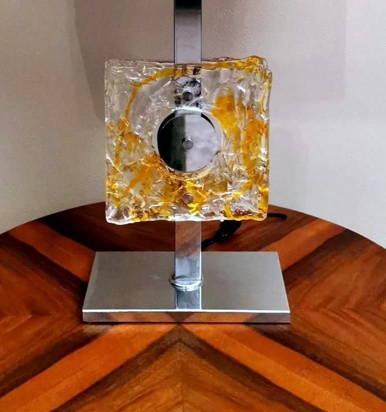 photo furniture Mazzega Table Lamp In Nickel Plated Metal And Murano Glass (Without Lampshade)