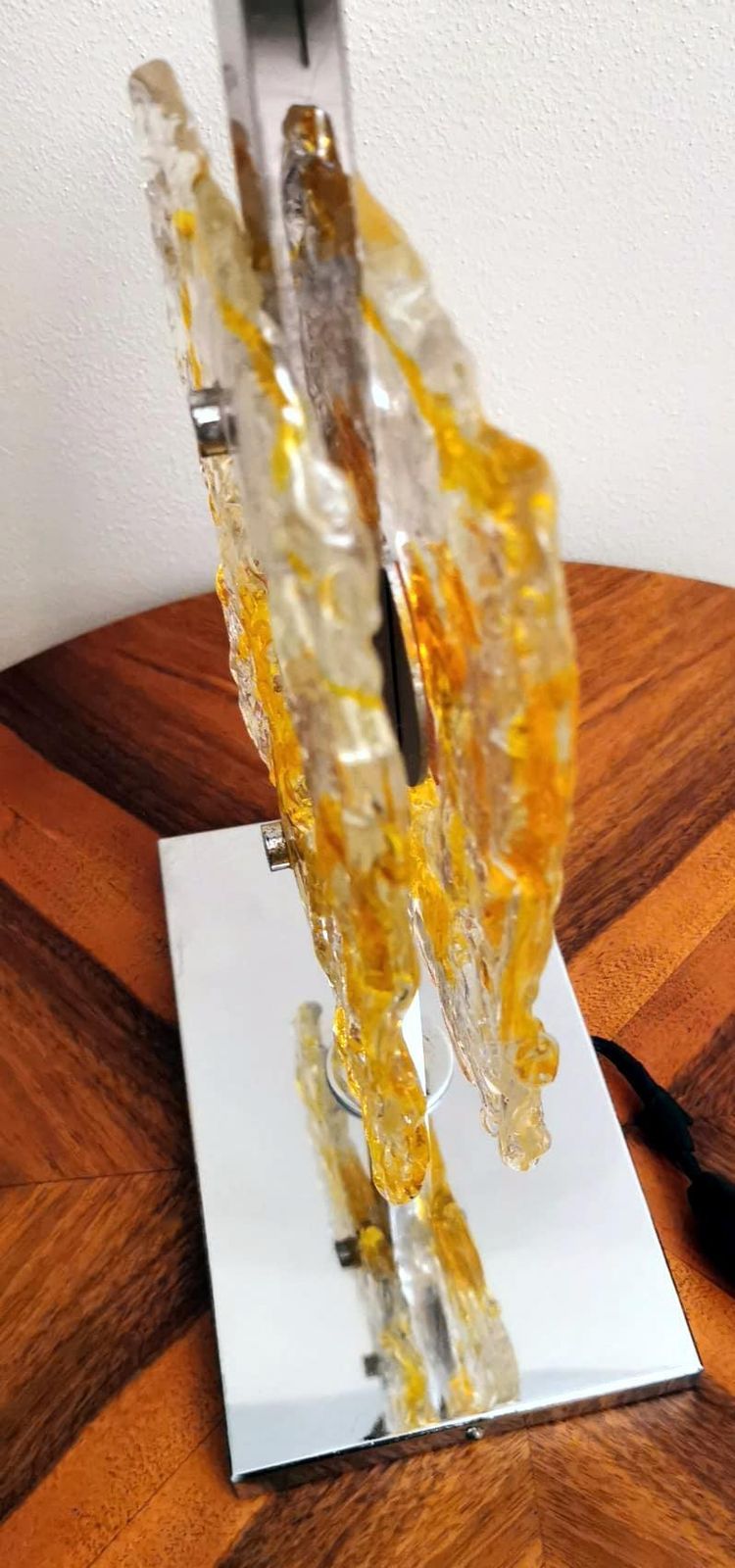 photo vinterior Mazzega Table Lamp In Nickel Plated Metal And Murano Glass (Without Lampshade)