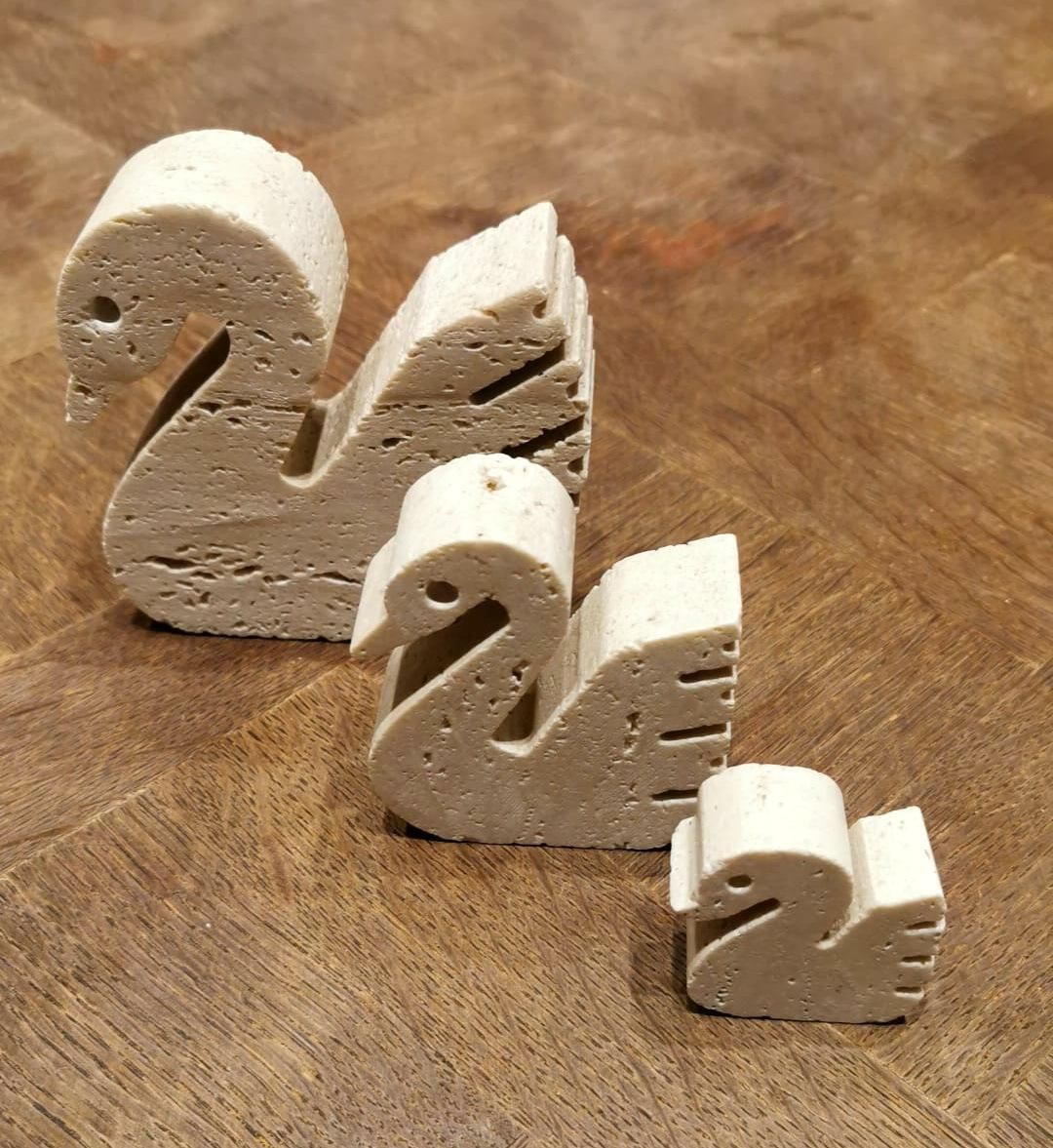 Mannelli F.Lli Travertine Ornaments Three Swans Minimalist Style photo 296.0