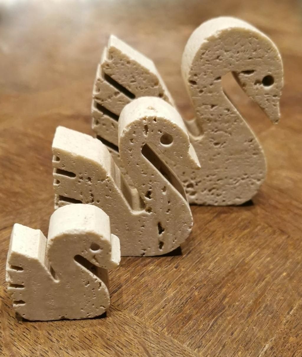 Home Decor Mannelli F.Lli Travertine Ornaments Three Swans Minimalist Style photo