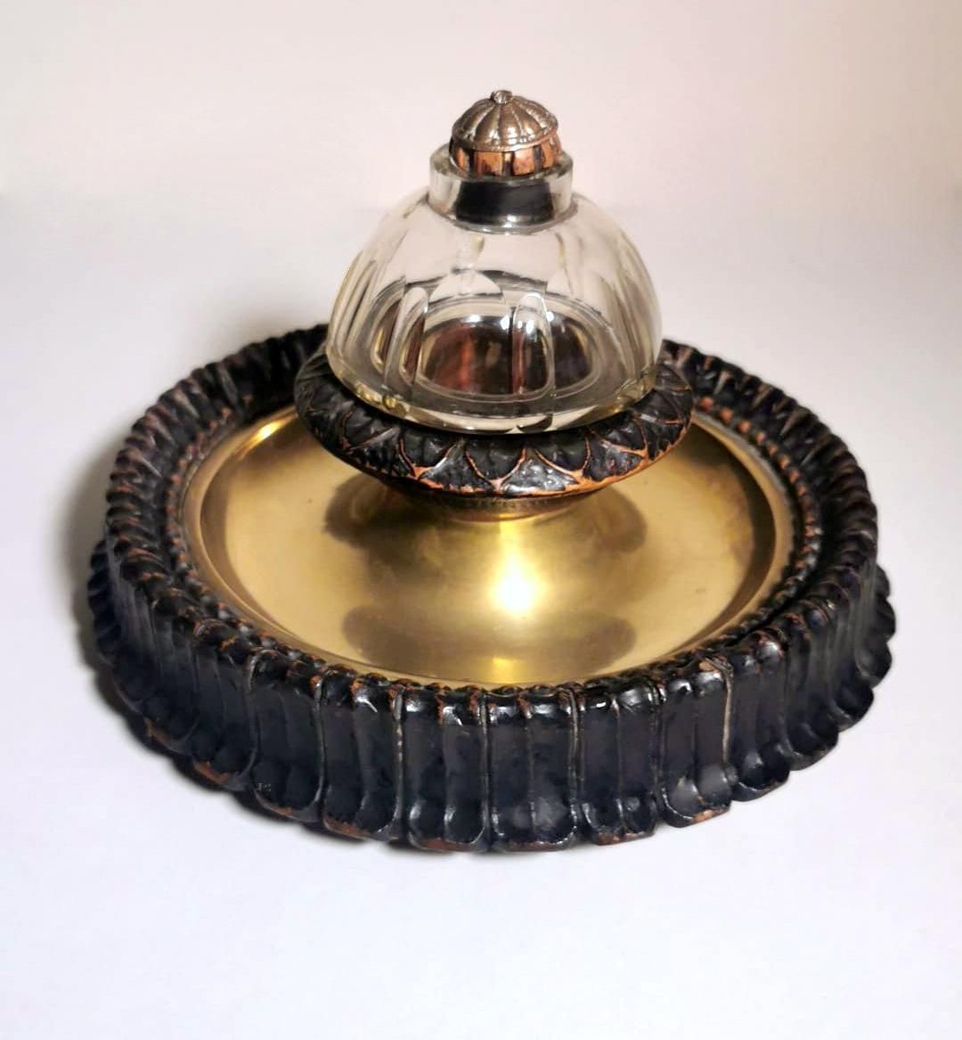 Napoleon III Style French Inkwell Made Of Wood, Brass And Crystal photo furniture