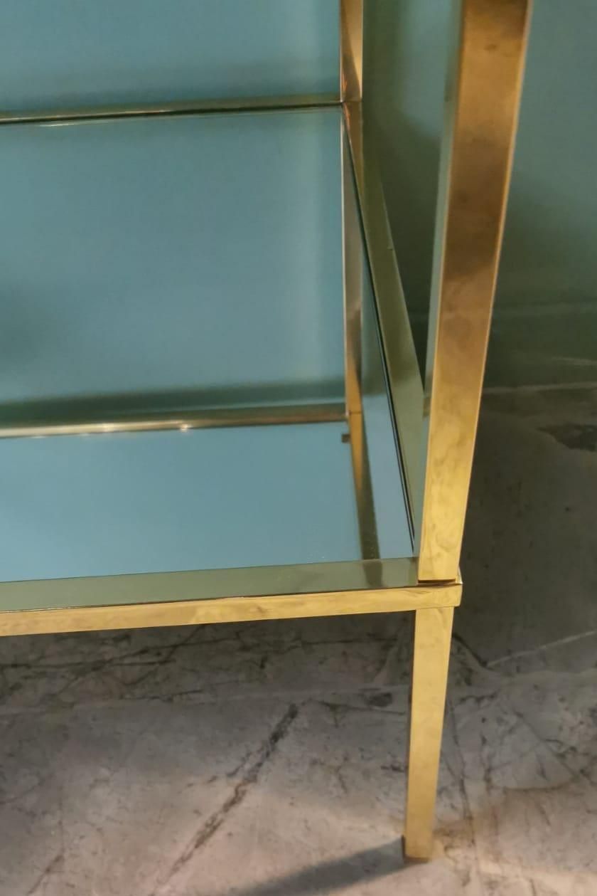 photo vintage Italian Willy Rizzo Style Pair Of Brass Coffee Tables With Glass And Mirror Tops