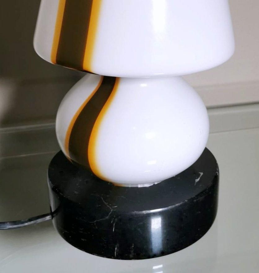 Carlo Moretti Style Space Age Lamp From Murano In Opaline Glass And Marble Base photo vintage