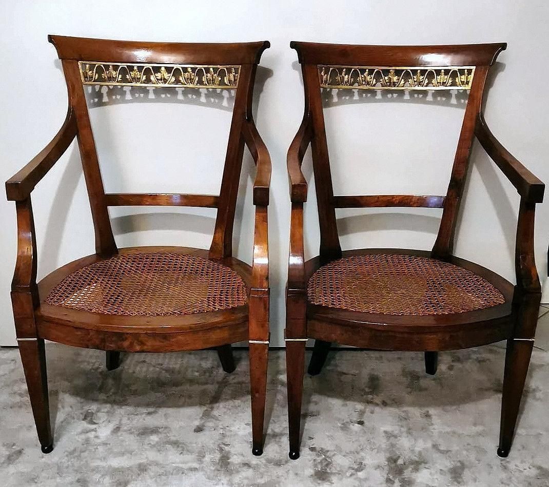 Empire Style Pair Of Italian Chairs "King" With "Vienna Straw" photo furniture