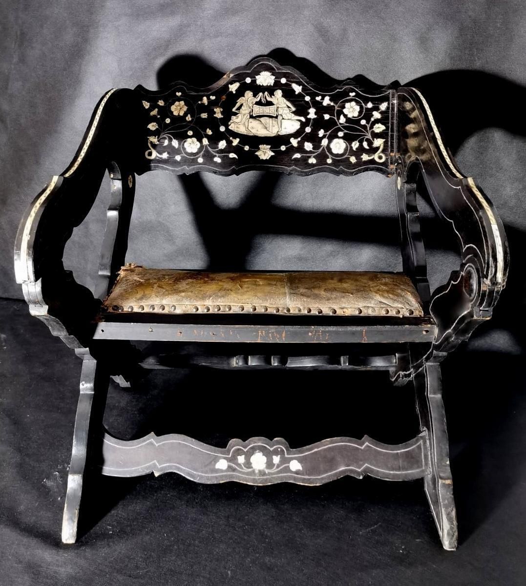 Spanish Ancient Ebony Chair With Cordova Leather photo furniture