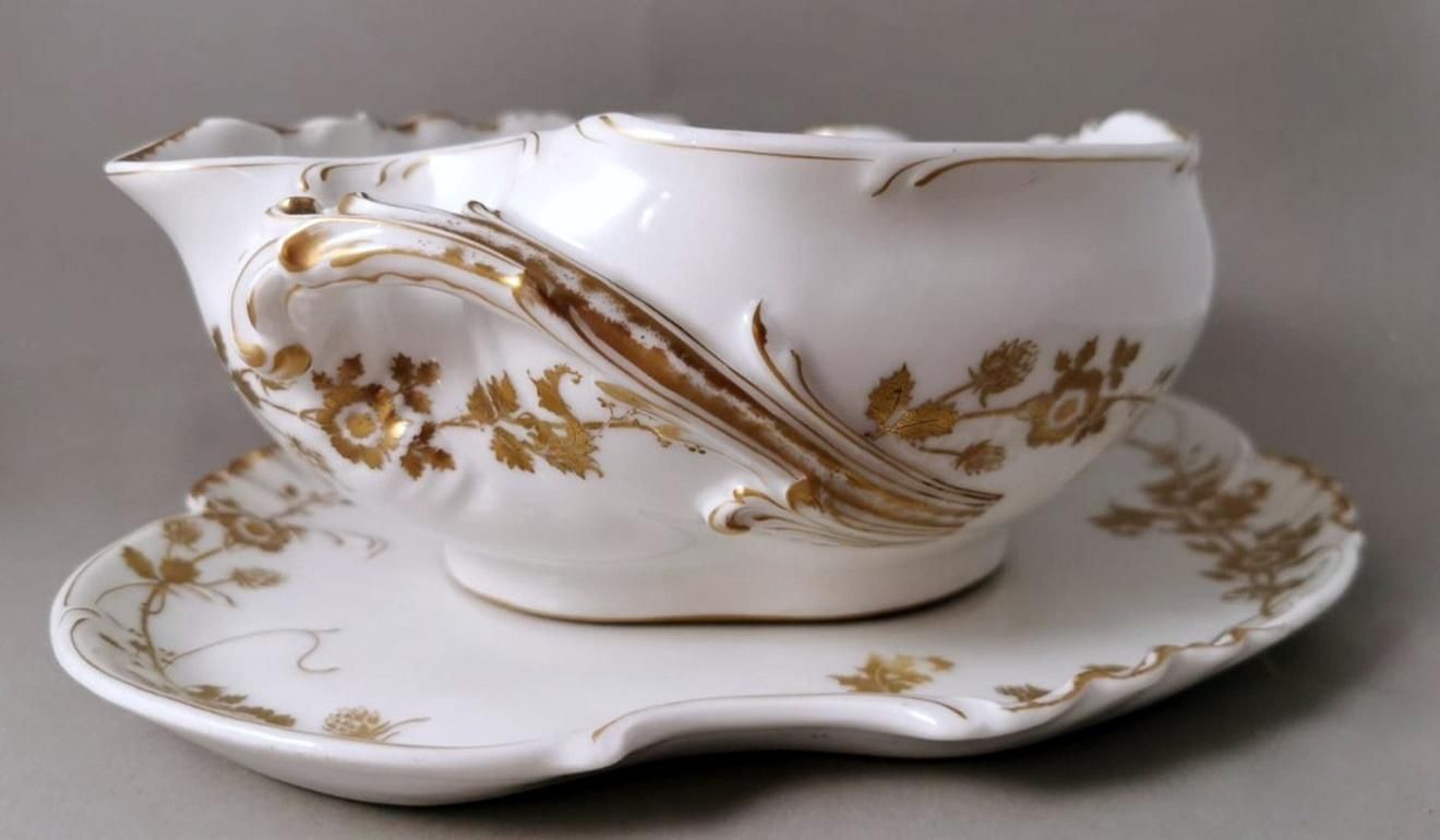 Haviland & Co. Limoges French Porcelain Salad Bowl With Tray photo for sale