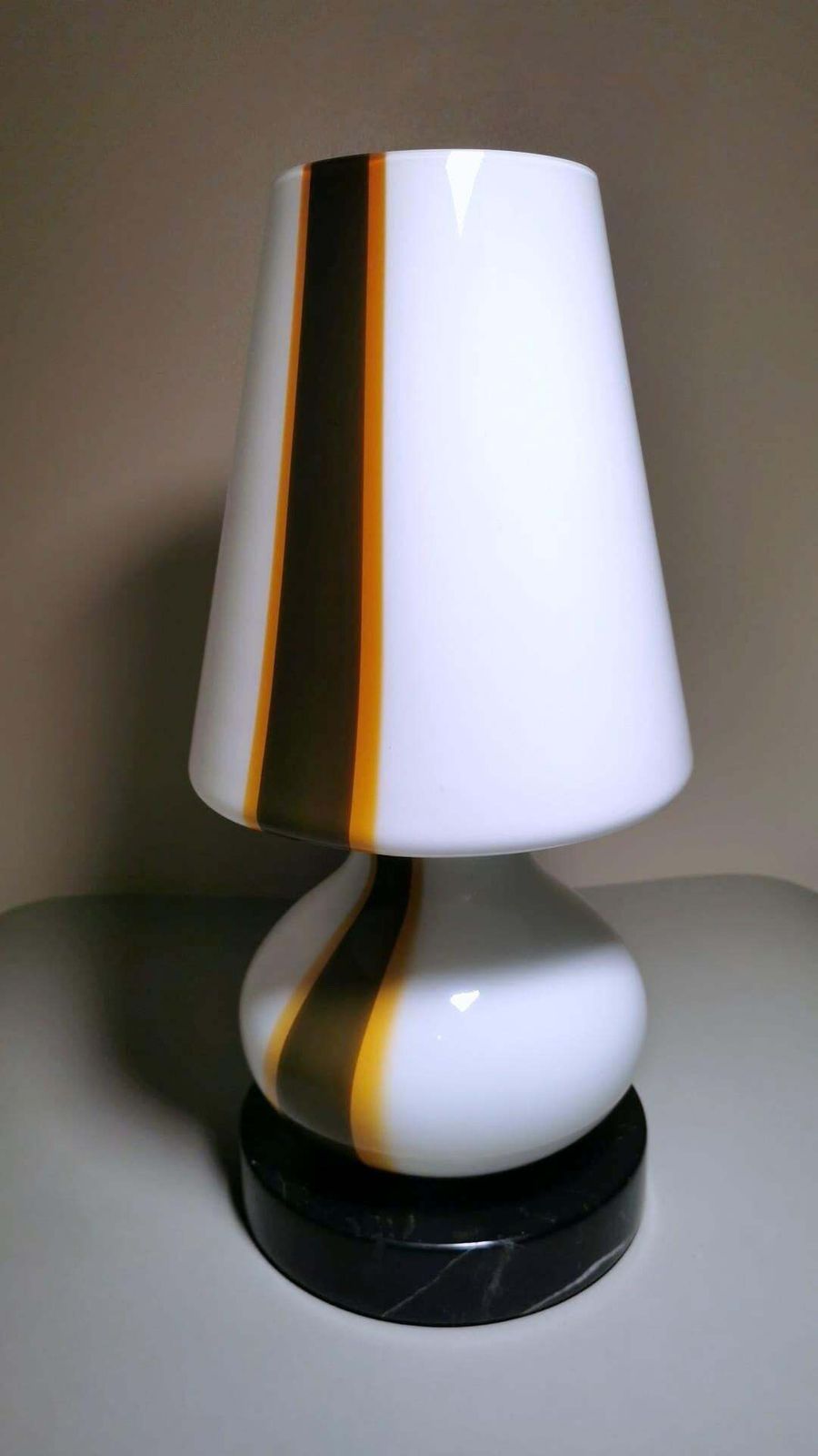 Carlo Moretti Style Italian Space Age Lamp In Murano Glass And Marble Base photo for sale