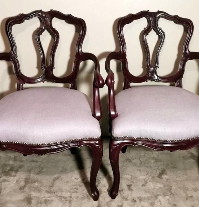 Louis Philippe Style Pair Of Chairs With Italian Armrests Model King photo vinterior