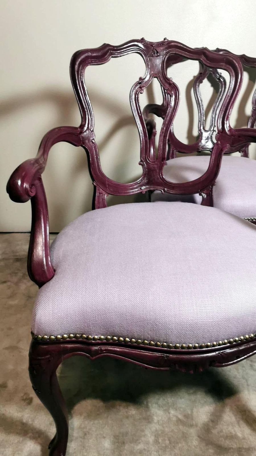 Louis Philippe Style Pair Of Chairs With Italian Armrests Model King photo vintage
