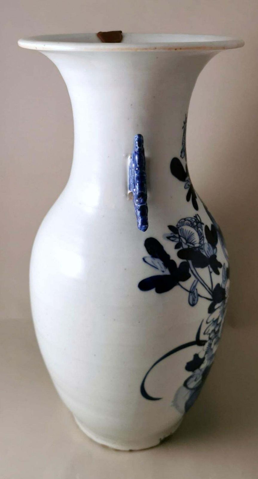 Chinese Porcelain Baluster Vase With Cobalt Blue Floral Decoration photo buy