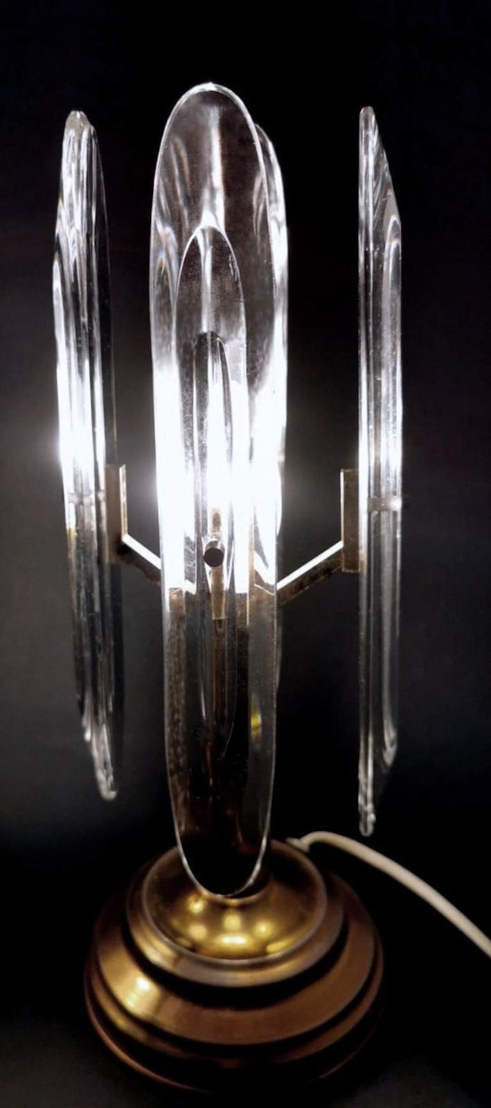 photo vintage Sciolari Gaetano Pair Of Italian Table Lamps In Brass And Crystal