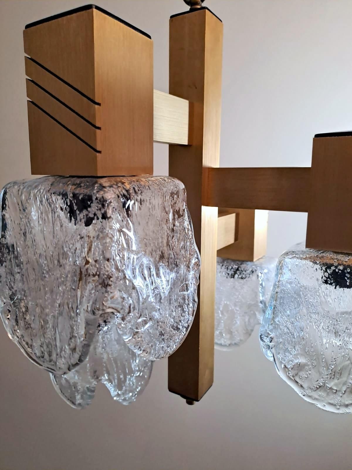 photo for sale Sciolari Gaetano Style Space Age Chandelier In Aluminum And Half Crystal