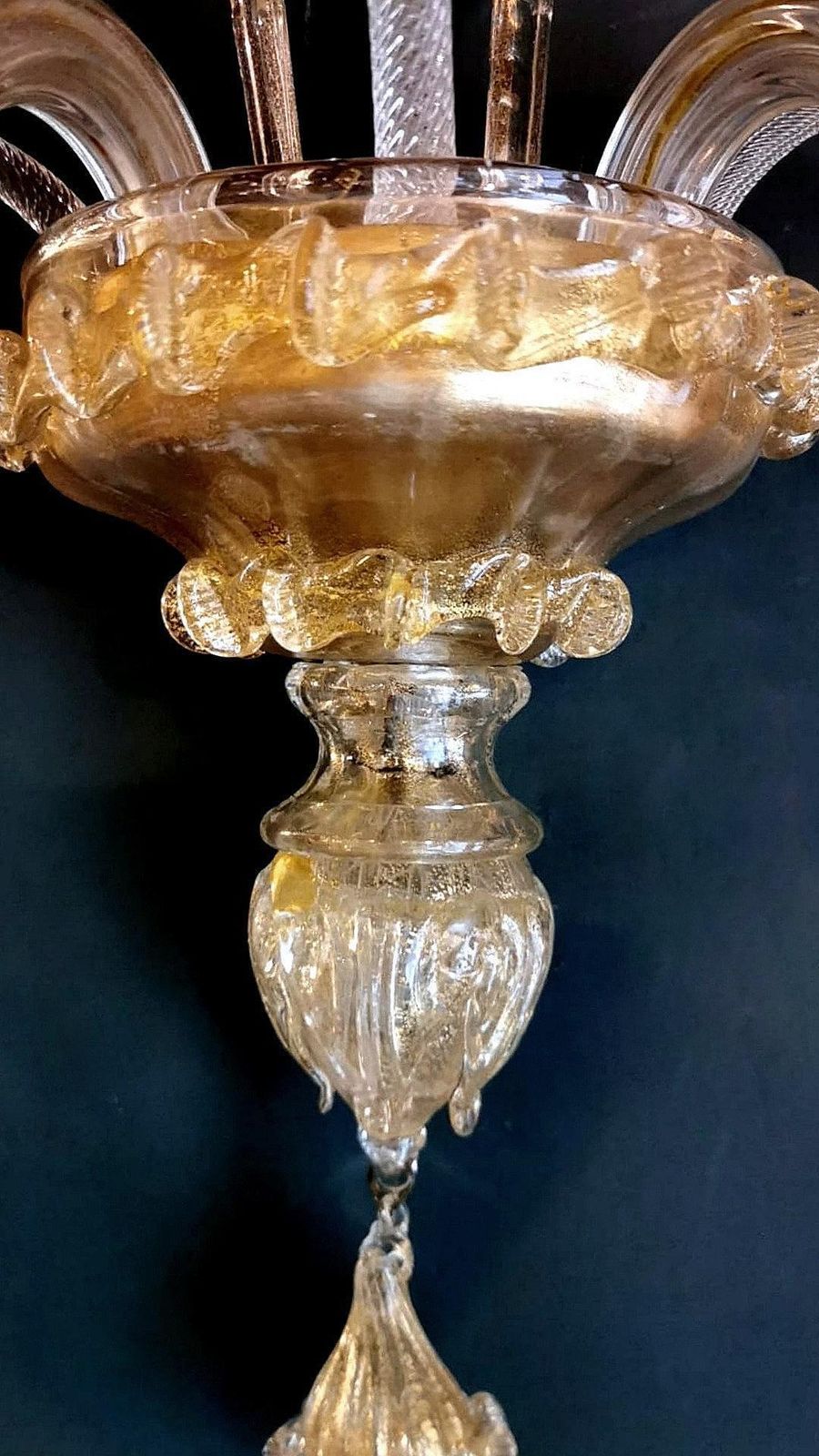 524.0 Murano Glass Wall Sconce Italian Art Nouveau Style Blown Glass And Gold photo