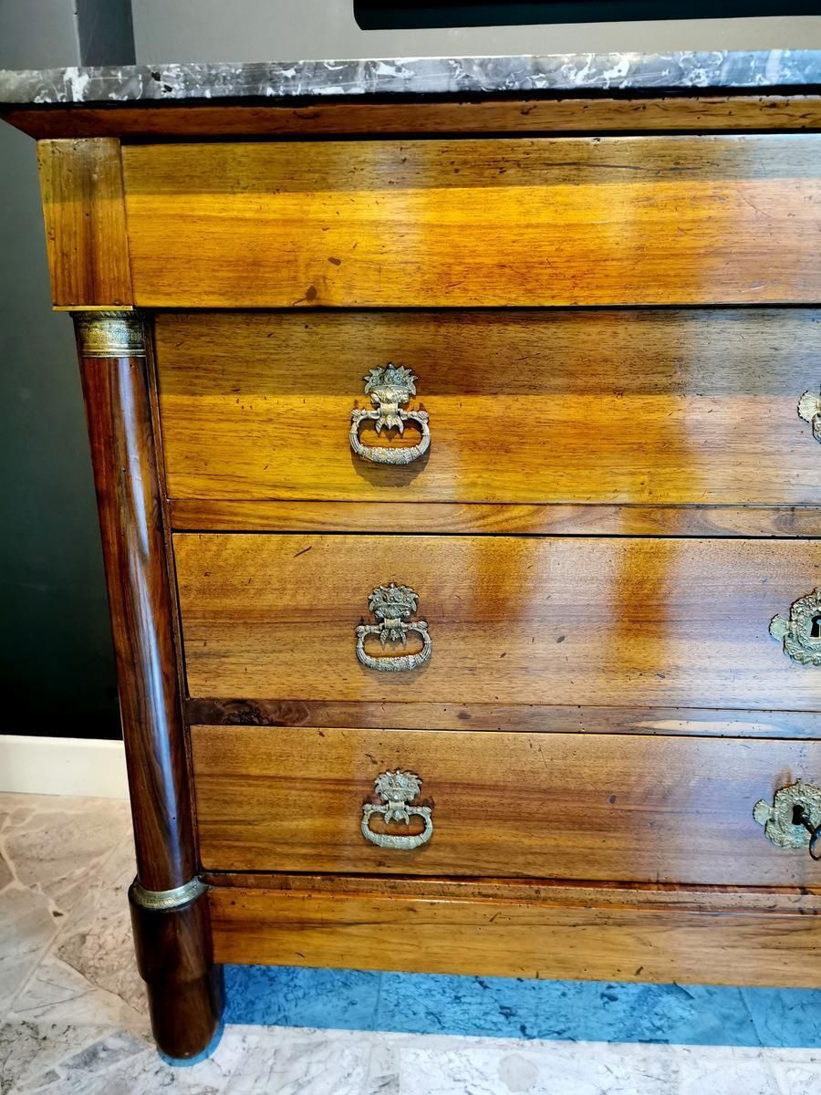 Late Empire French Walnut Chest Of Drawers With Bronze Handles photo furniture
