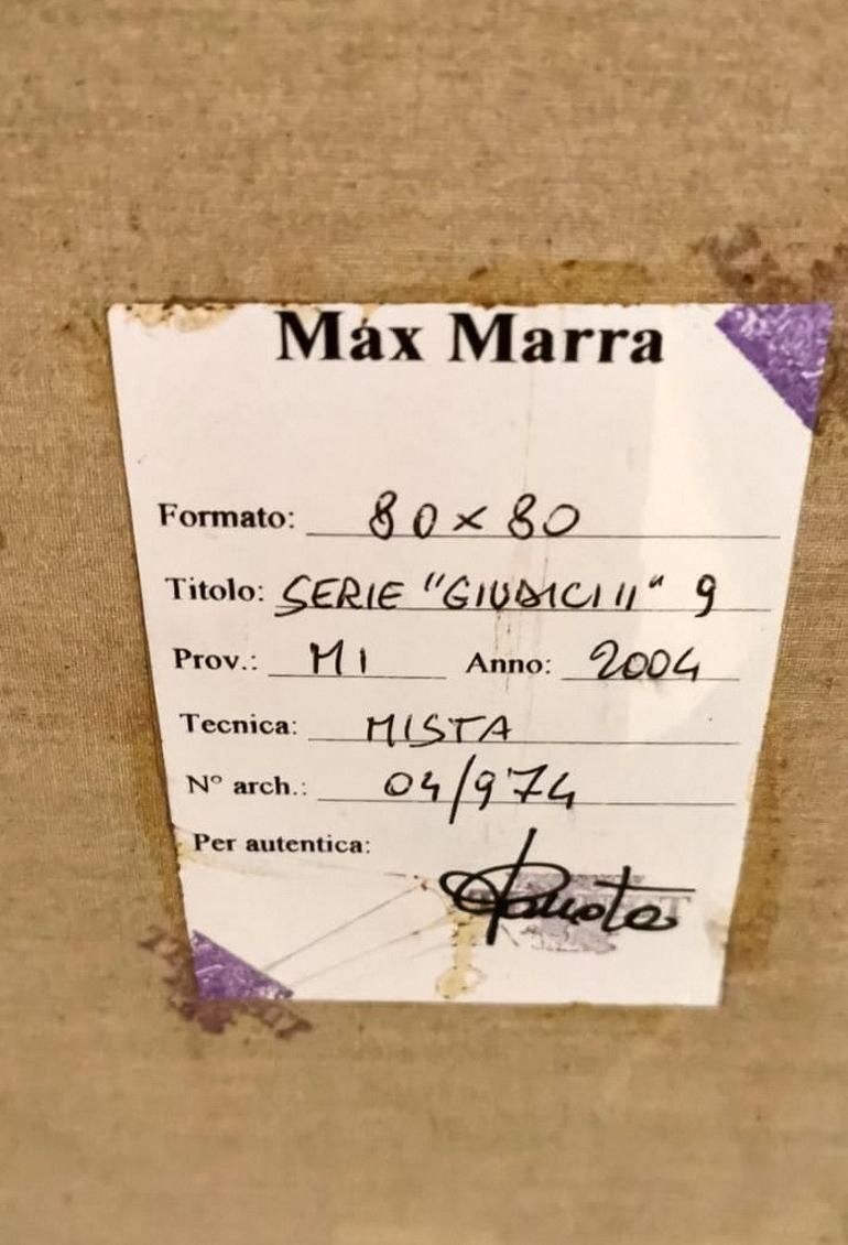 photo vintage Max Marra Couple Paintings "Giudici II" Mixed Technique On Canvas, Italy