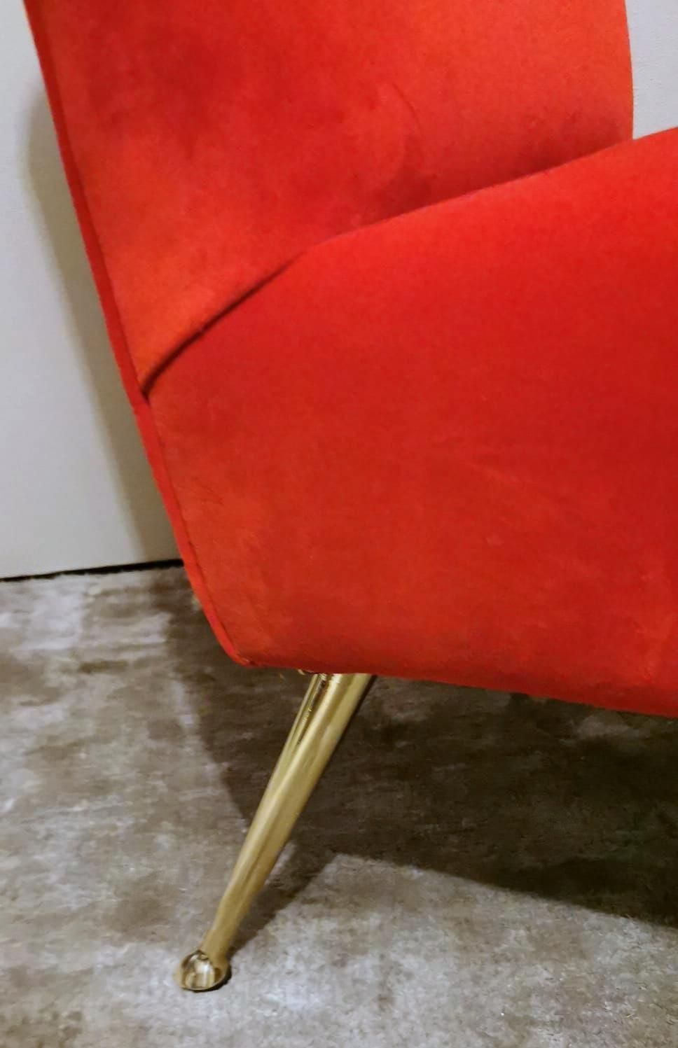 photo for sale Zanuso Marco Style Italian Armchair With Red Velvet