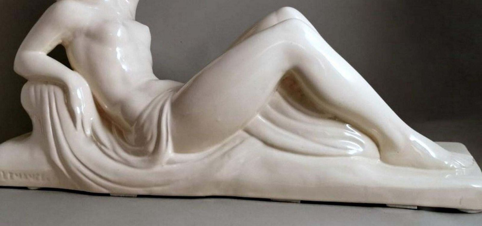 photo furniture Art Deco French Ceramic Sain Clement Statue Of Charles Lemanceau