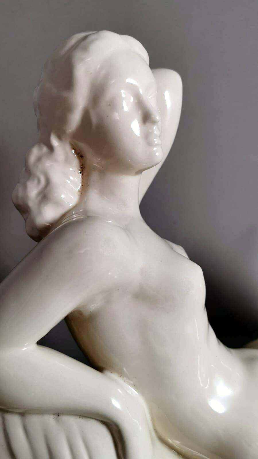 Art Art Deco French Ceramic Sain Clement Statue Of Charles Lemanceau photo