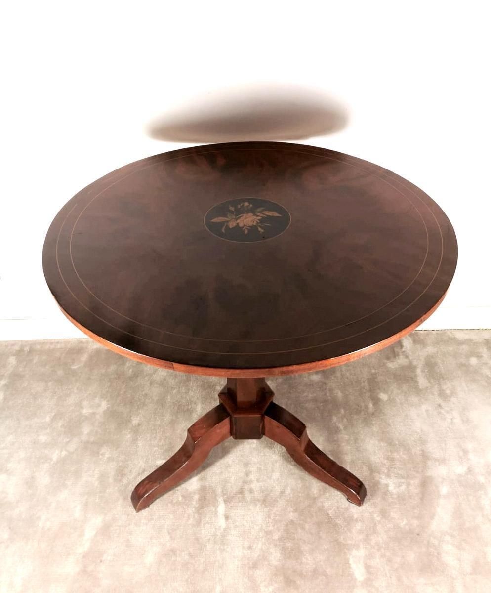 Louis Philippe Style Feather Walnut Coffee Table With Tripod North Italy photo furniture