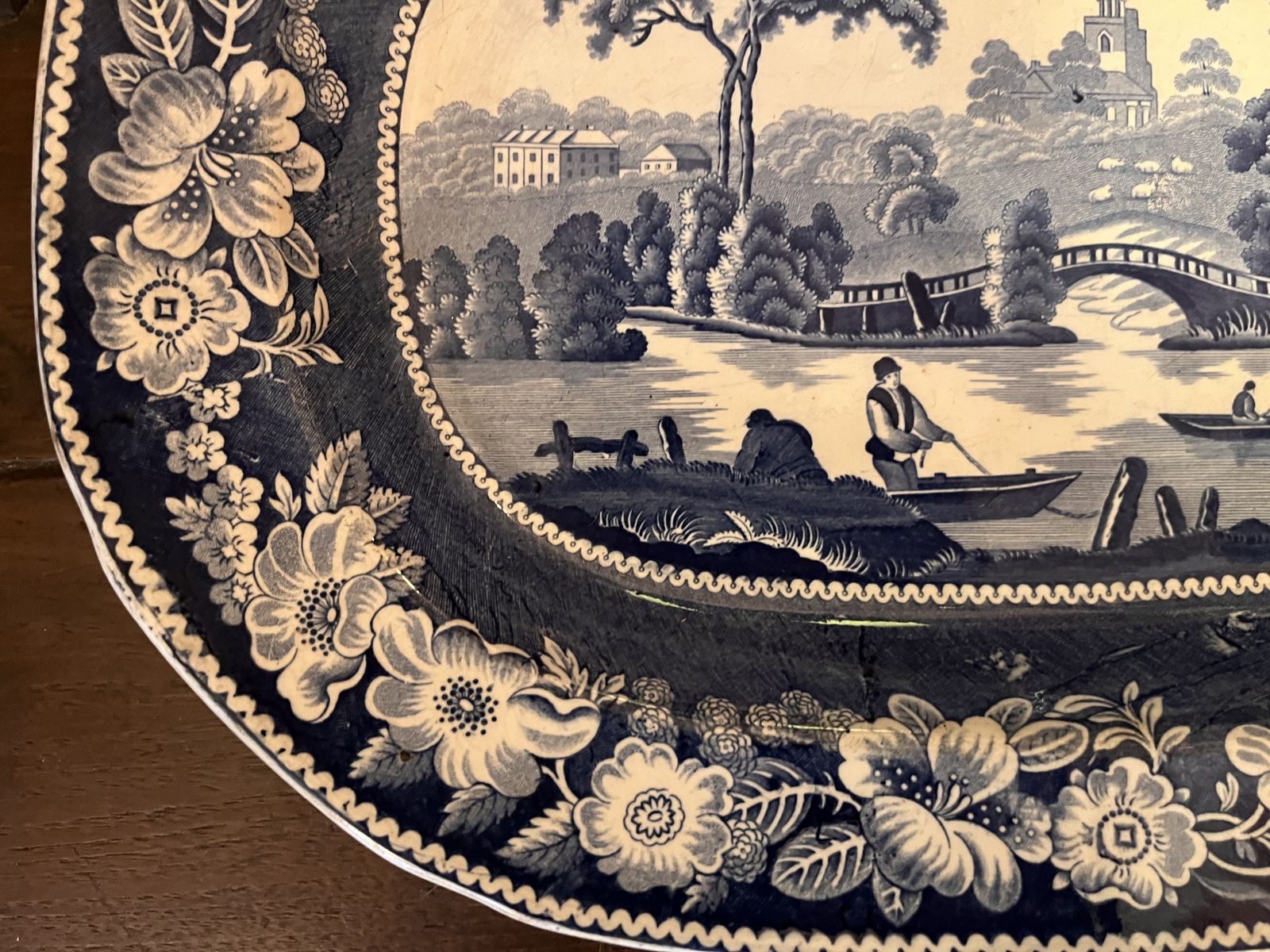 Lovely 19thc Staffordshire Pearlware Serving Platter Meat Plate photo furniture