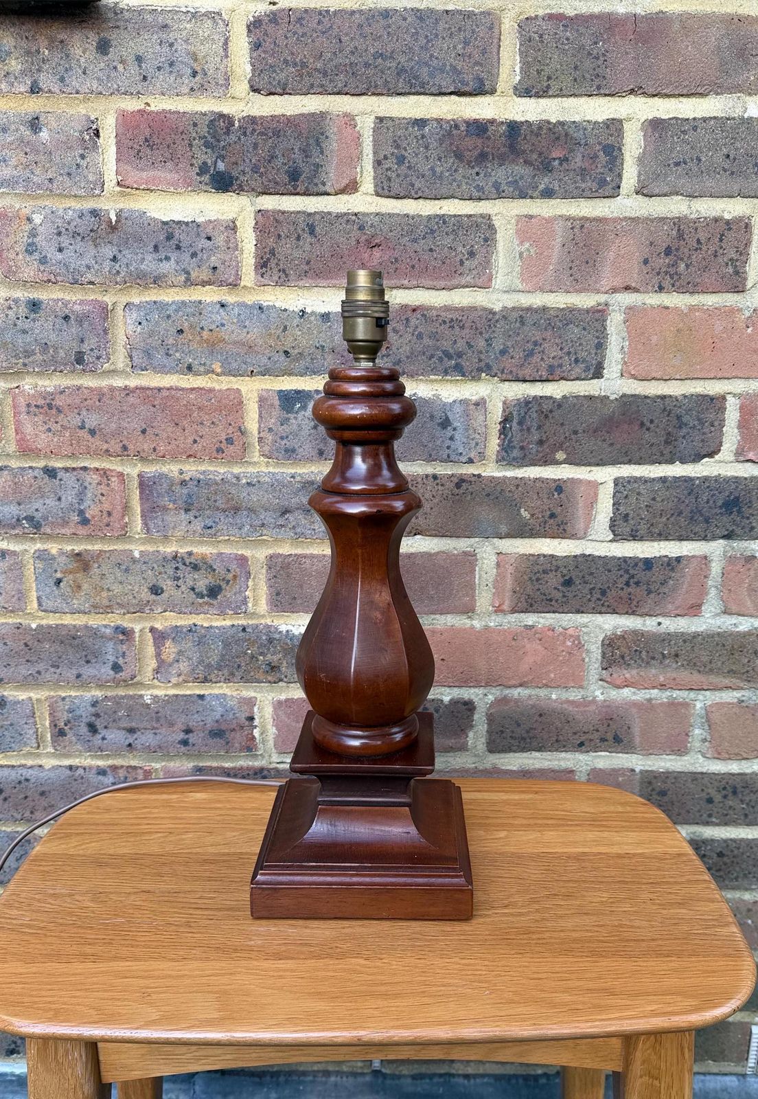 Chunky Wooden Vintage Retro Table Lamp   Working, Pat Tested 43cm Tall