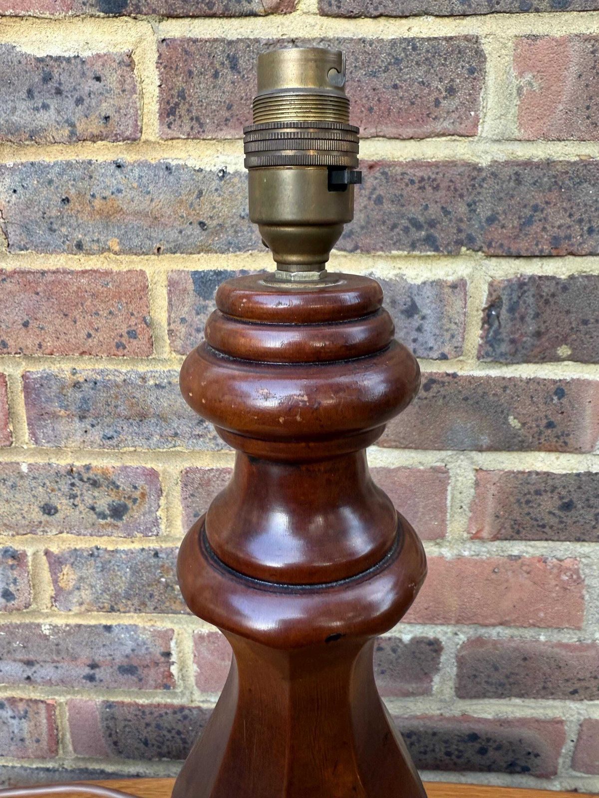 Chunky Wooden Vintage Retro Table Lamp   Working, Pat Tested 43cm Tall photo 88.0