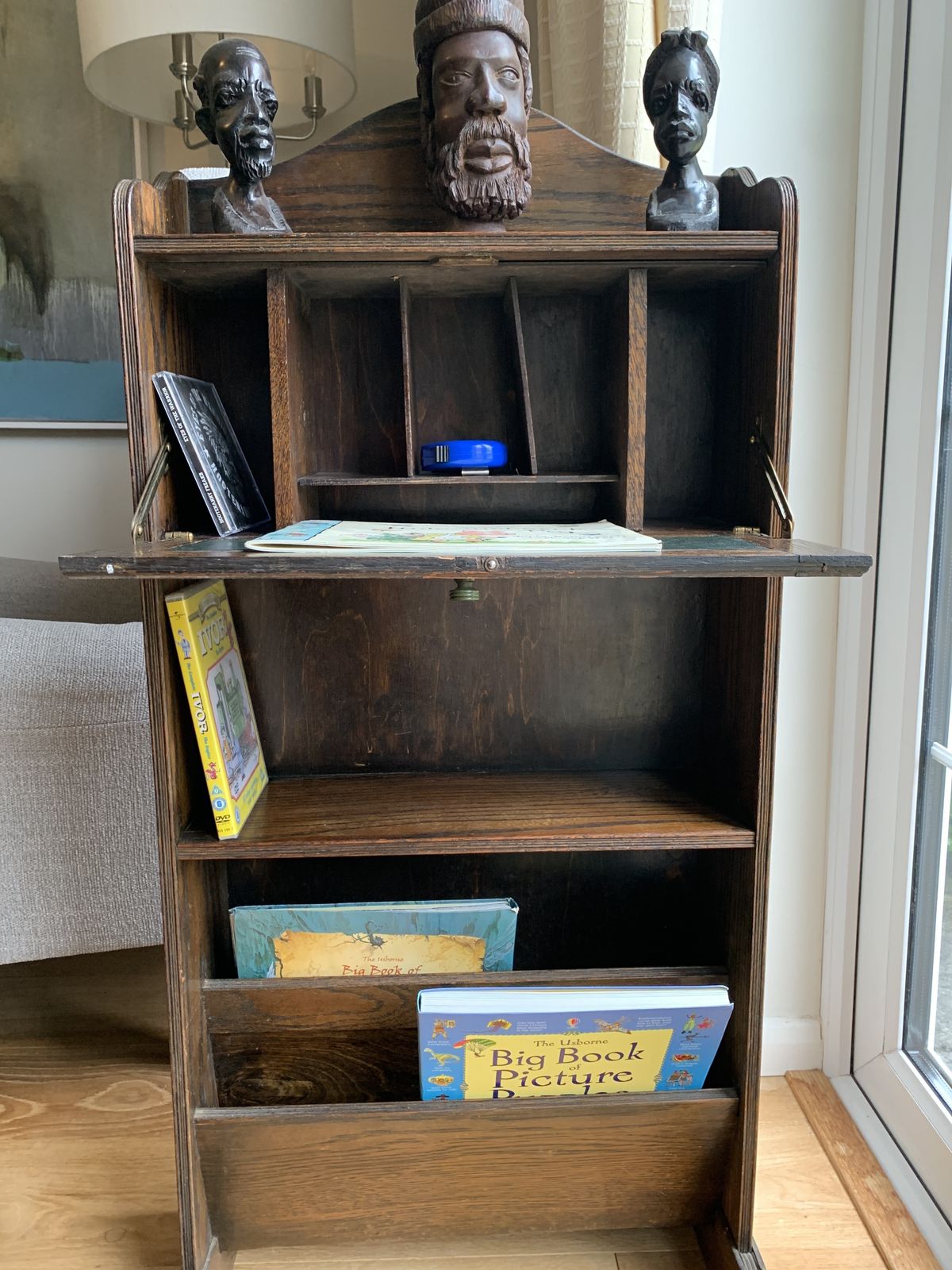 Antique Arts & Crafts Oak Small Student’s Bureau Library Book Magazine Shelves photo buy