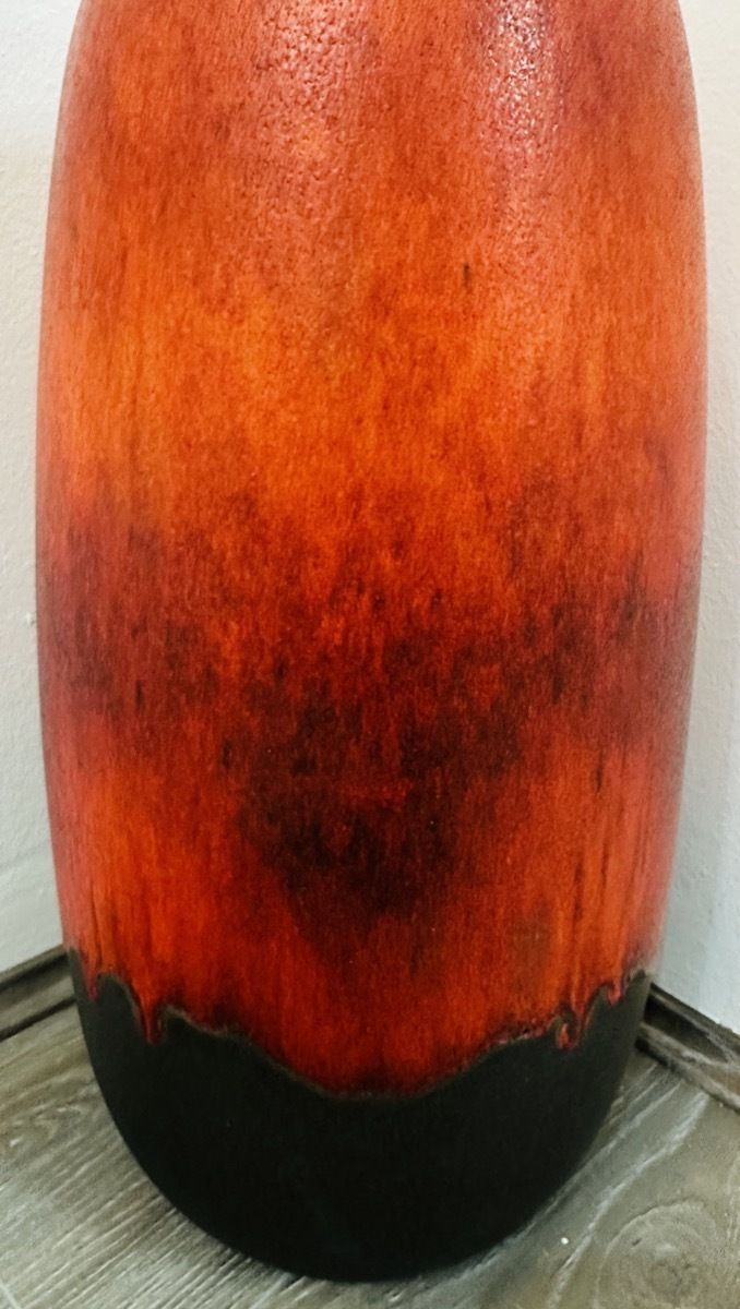 1970s German Scheurich Keramik Burnt Orange & Brown Fat Lava Vase photo for sale