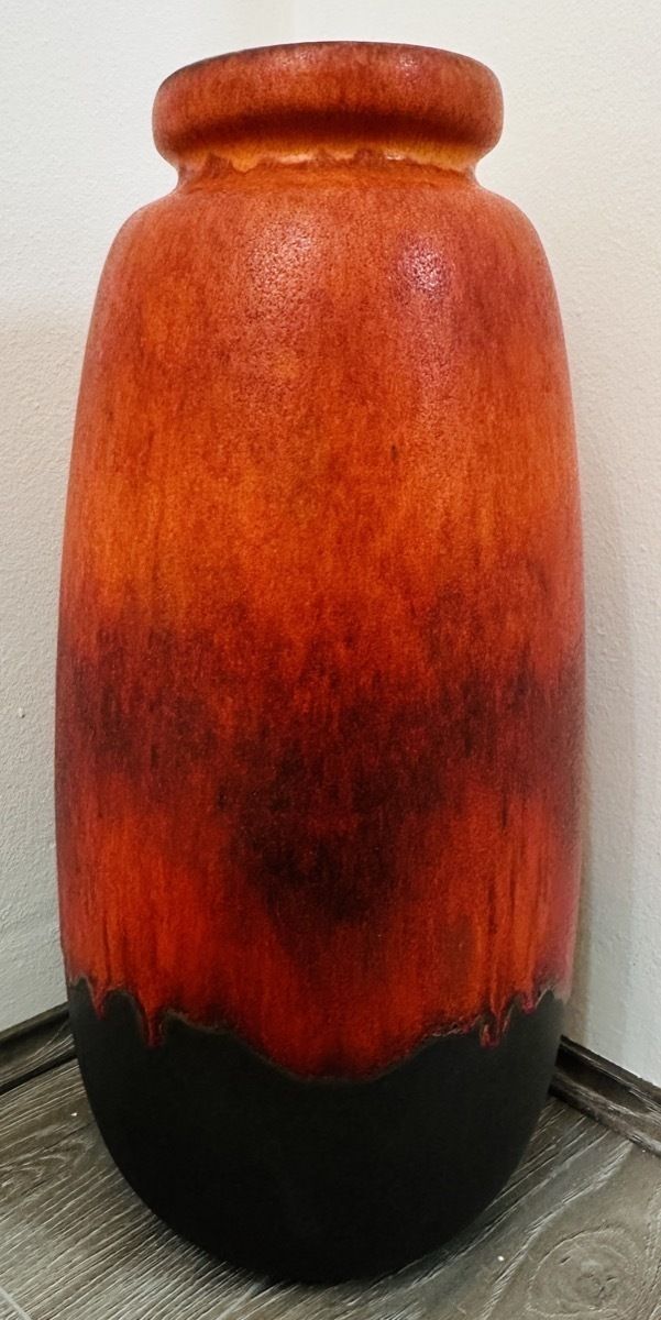 Home Decor 1970s German Scheurich Keramik Burnt Orange & Brown Fat Lava Vase photo