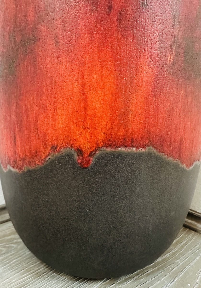 photo vinterior 1970s German Scheurich Keramik Burnt Orange & Brown Fat Lava Vase