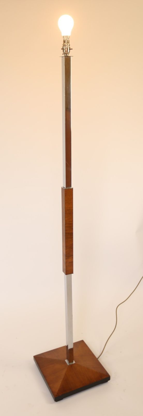 Art Deco Walnut & Chrome Standard Lamp