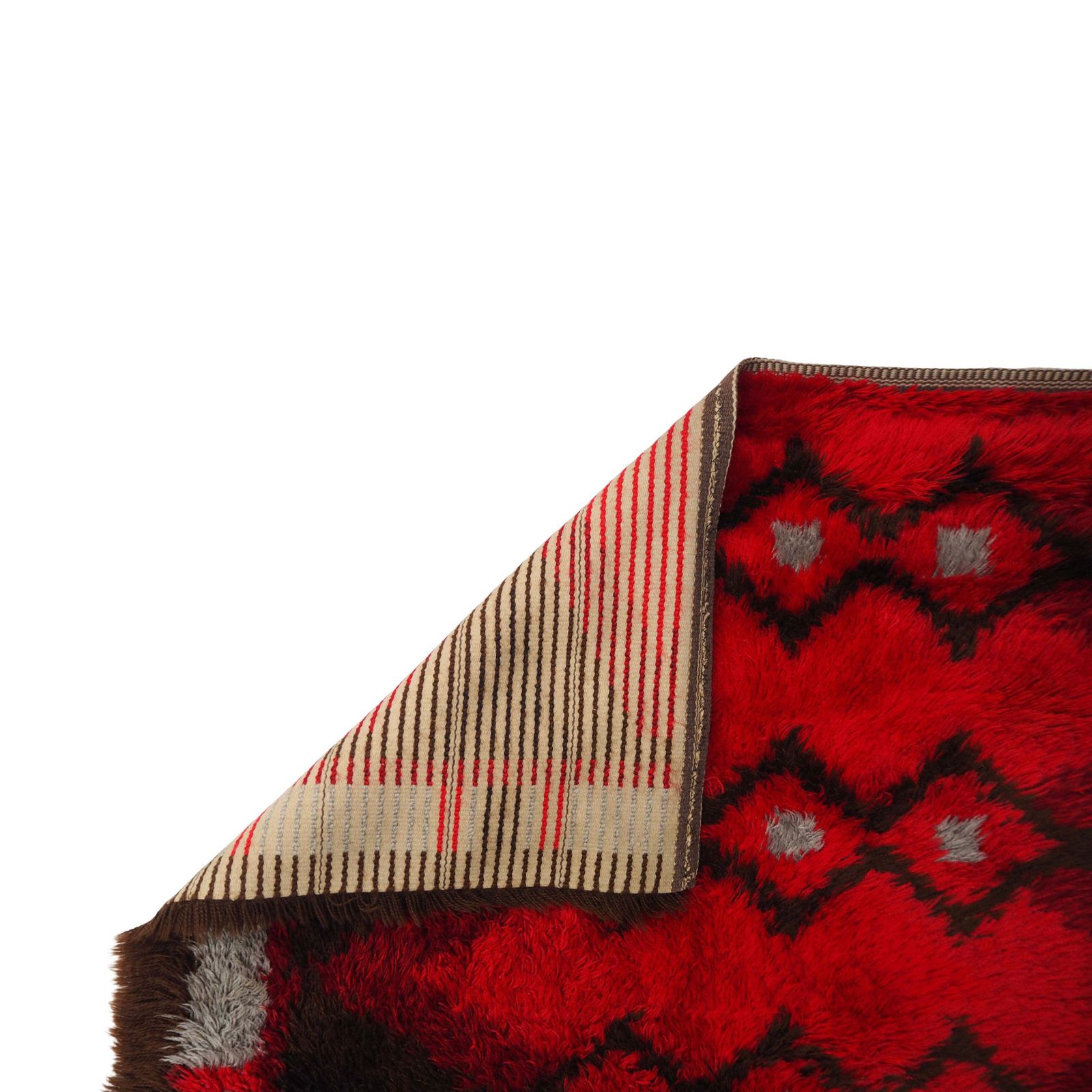 "Red Sea" Swedish Modern Hand Knotted Rya Pile Rug photo furniture